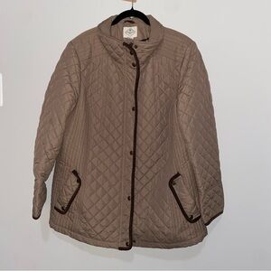 496 St. John’s Bay Tan Quilted Puffer Jacket Lightweight Full-Zip Size 1X